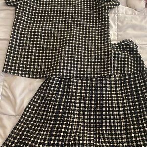 Chic Black and White Checkered Two-Piece Set size 8